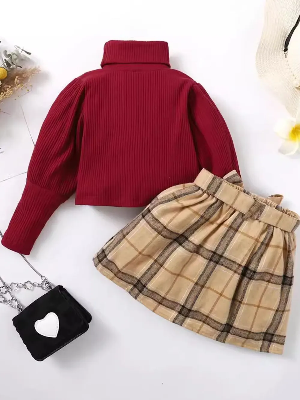Turtleneck Long Sleeve Top and Skirt Set, image 4