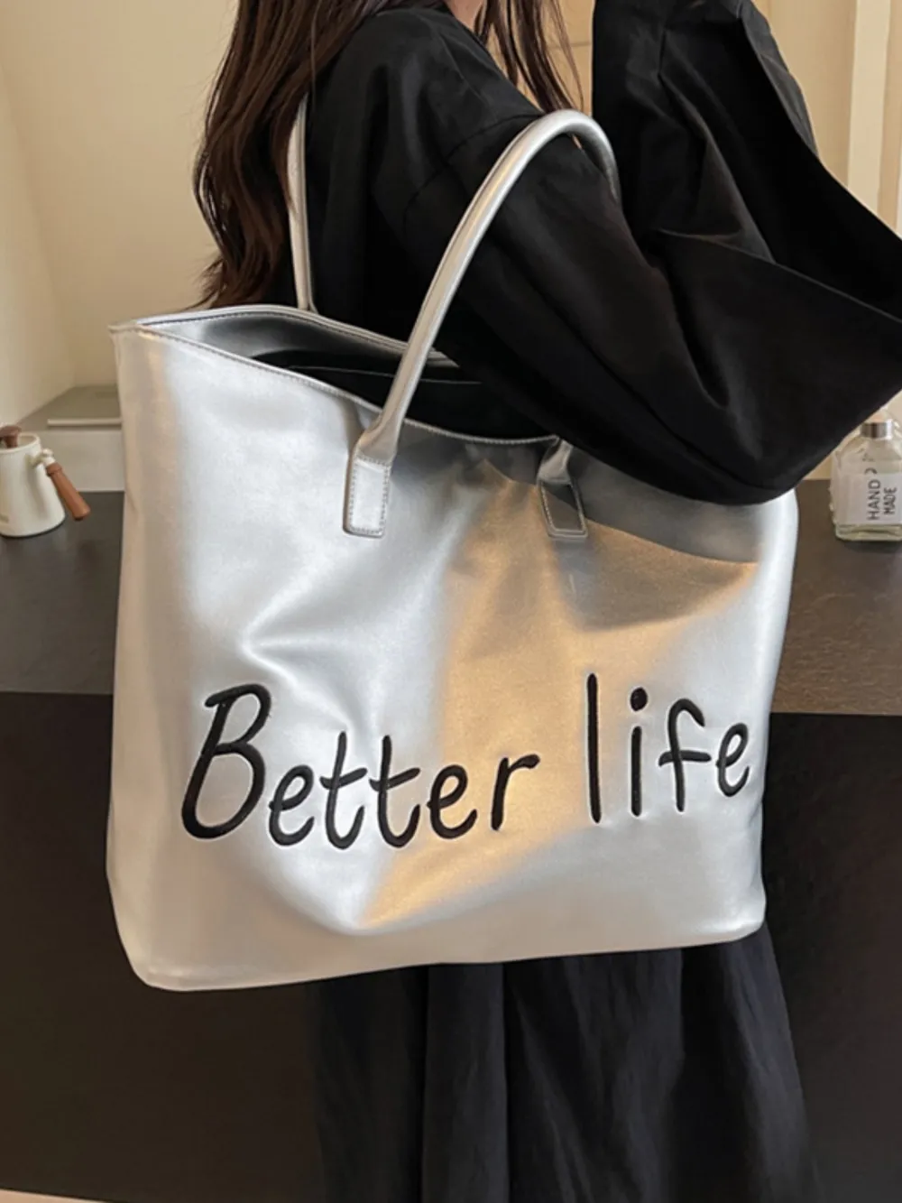 BETTER LIFE PU Leather Tote Bag, image 8