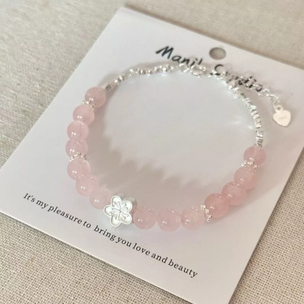 925 Sterling Silver Crystal Bead Flower Bracelet, image 4