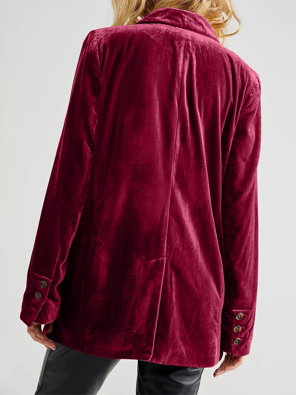 Lapel Collar Long Sleeve Blazer with Pockets, image 9