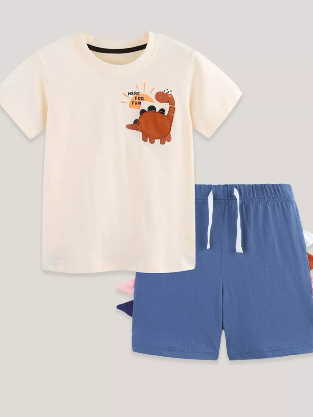 Children's Dinosaur Round Neck Tee and Shorts Set, image 2