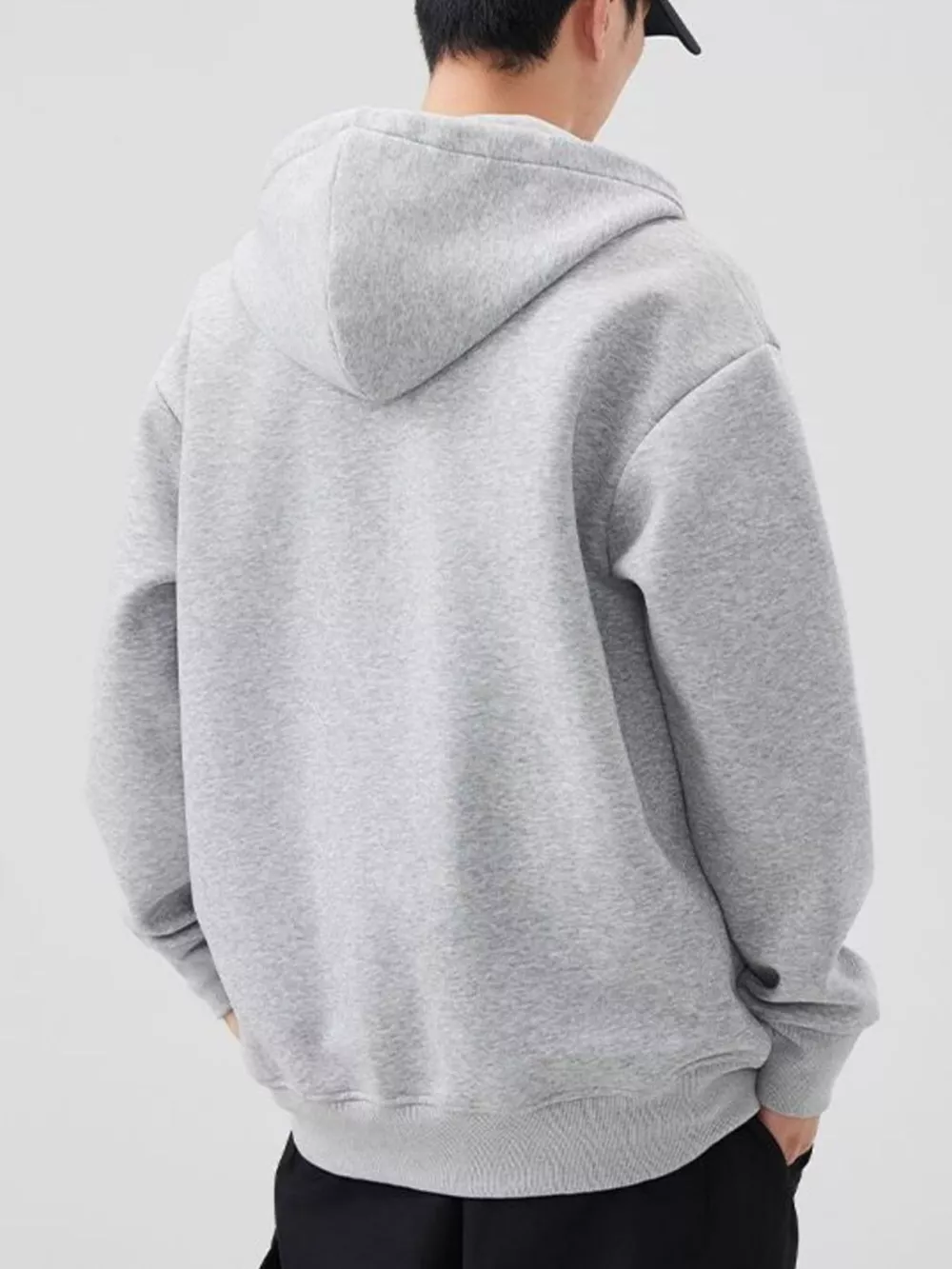 Men's Plus Size Solid Color Zip-Up Hoodie, image 3