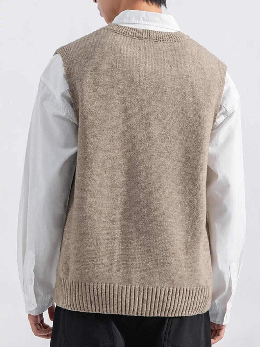 Men's Plus Size Ribbed Hem Sweater Vest, image 7