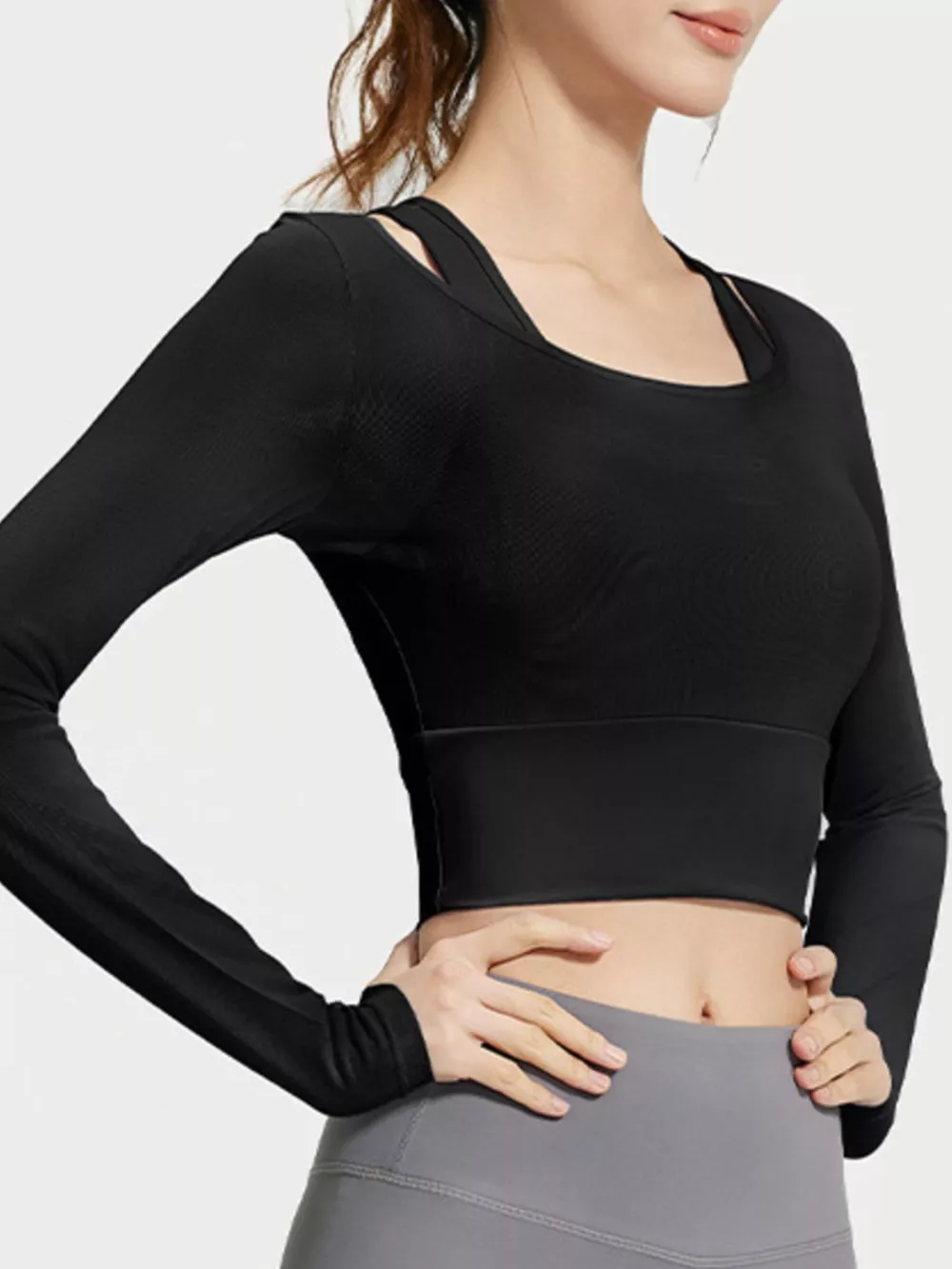 Long Sleeve Active T-Shirt with Built-in Bra, image 13