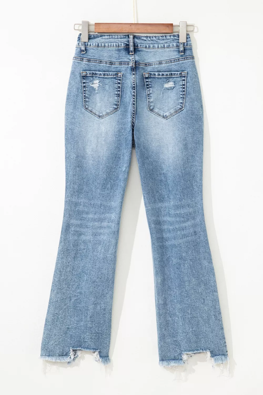 Raw Hem Ripped Open Knee Fit Flare Jeans, image 4