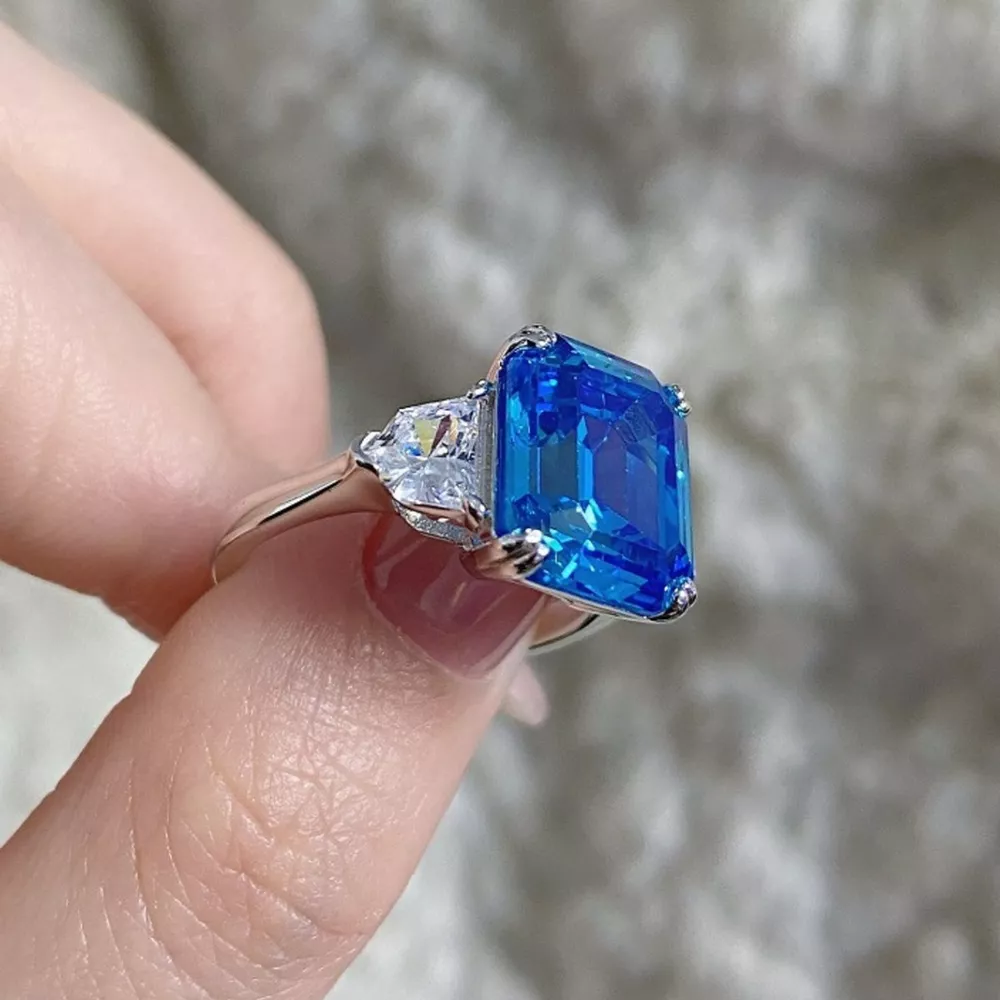 925 Sterling Silver Zircon Square Ring, image 6