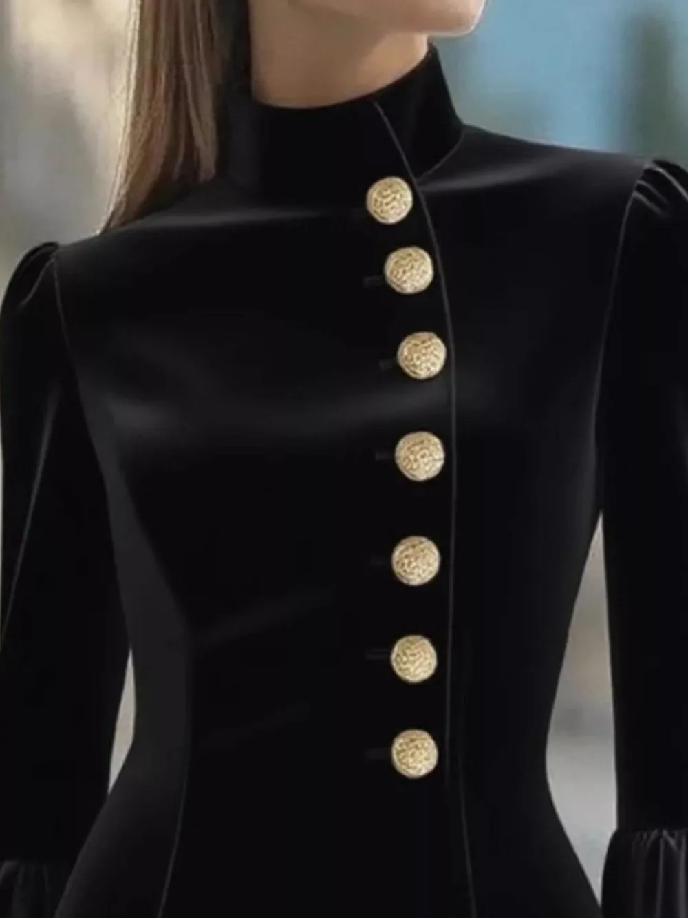 Bell Sleeve Mini Dress with Front Button, image 4