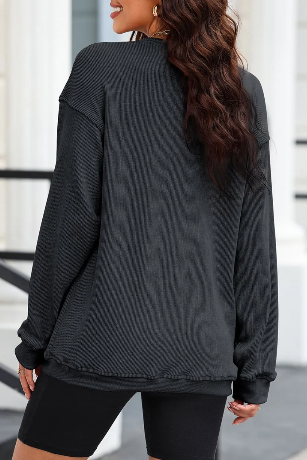 Sequin Round Neck Long Sleeve Sweatshirt, image 3