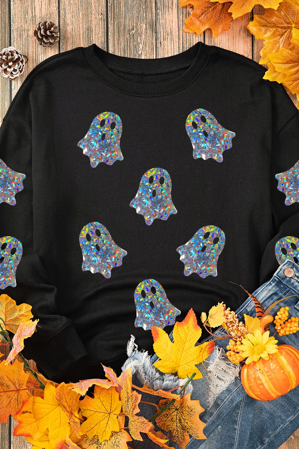 Ghost Round Neck Long Sleeve Sweatshirt, image 3