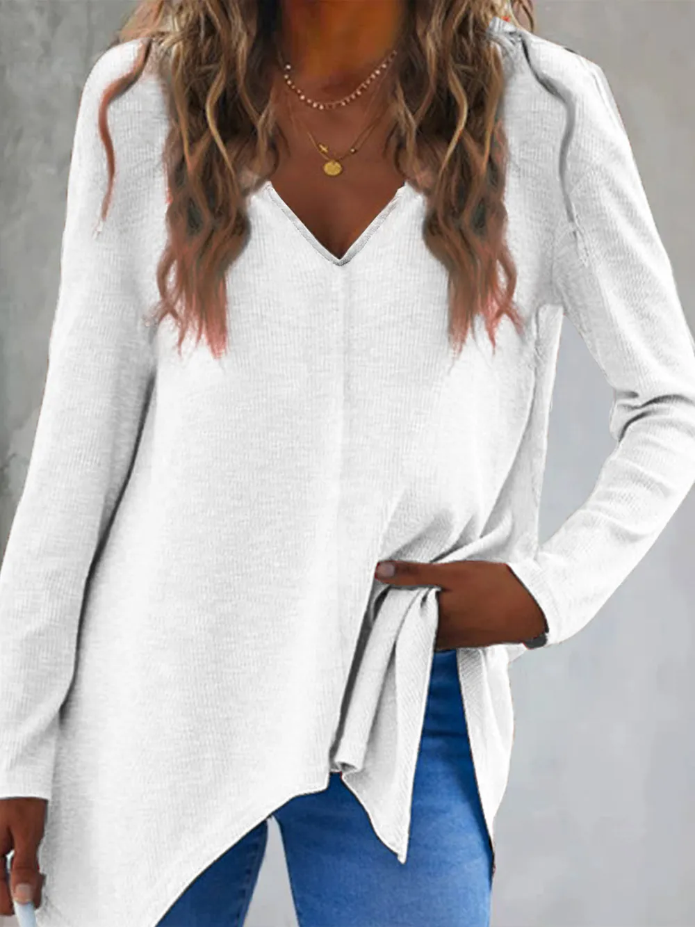 Full Size V-Neck Long Sleeve T-Shirt, image 11