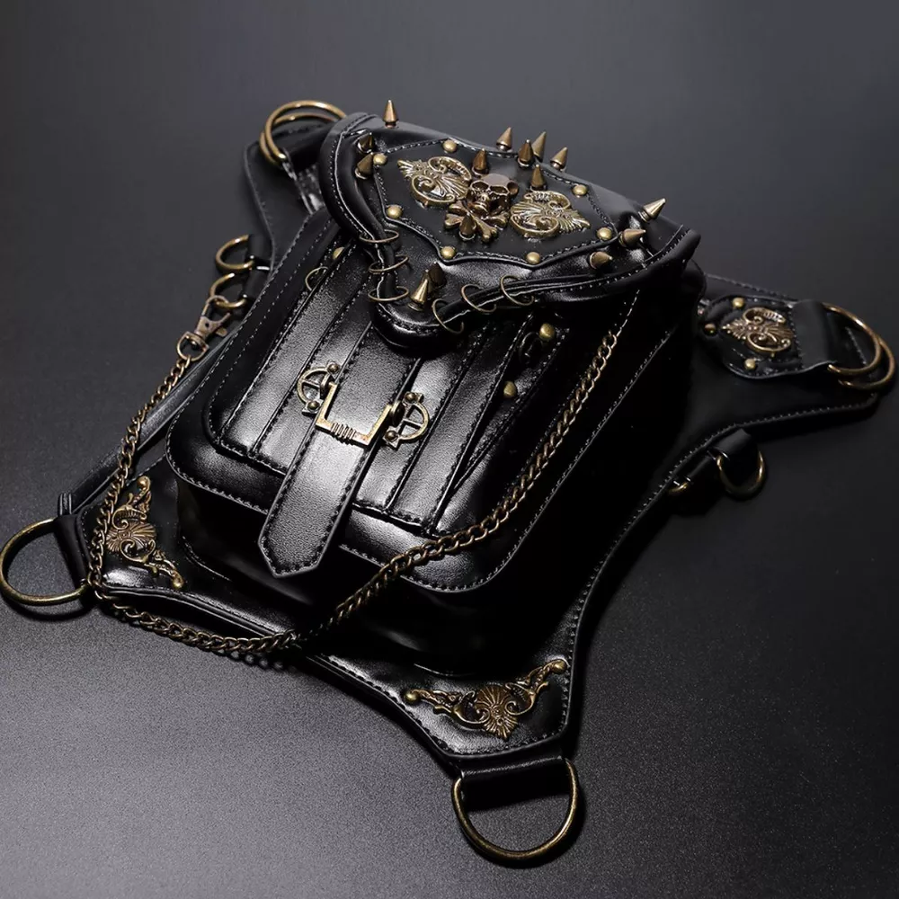 Steampunk Skull Decor Crossbody Bag, image 2
