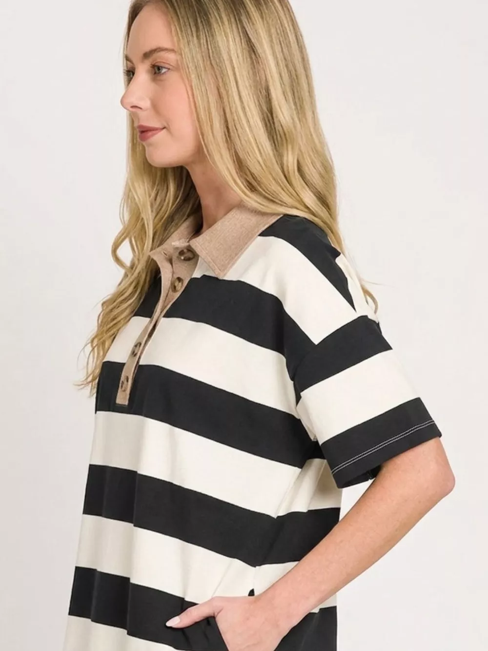 Striped Collared Polo Top, image 3