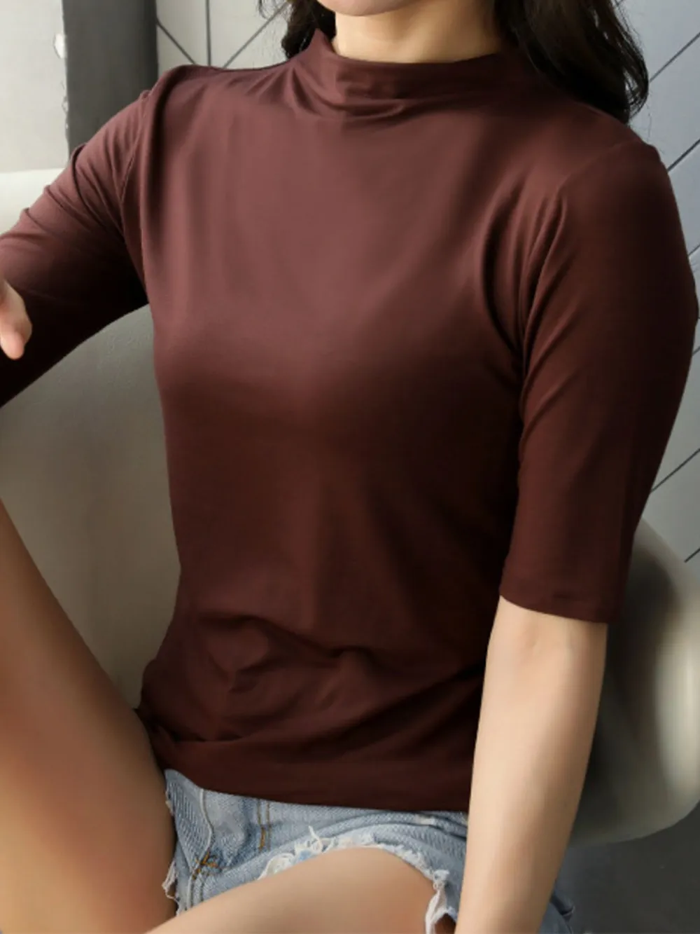 Solid Color Short Sleeve T-Shirt, image 22