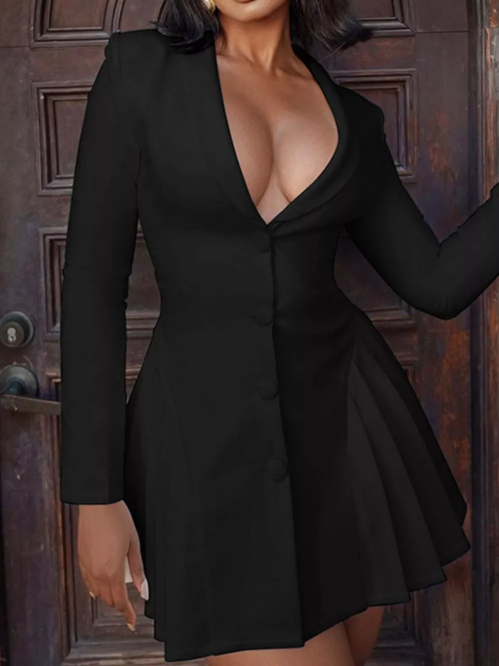 Button Down Blazer Pleated Mini Dress, image 6