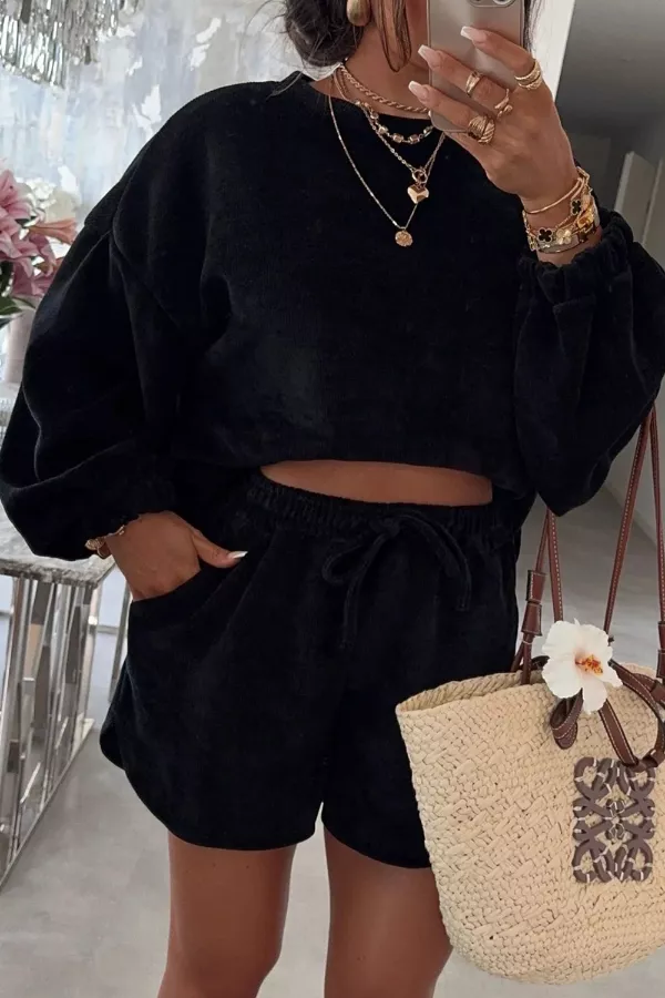 Relaxed Fit Cropped Top and Shorts Set, image 3