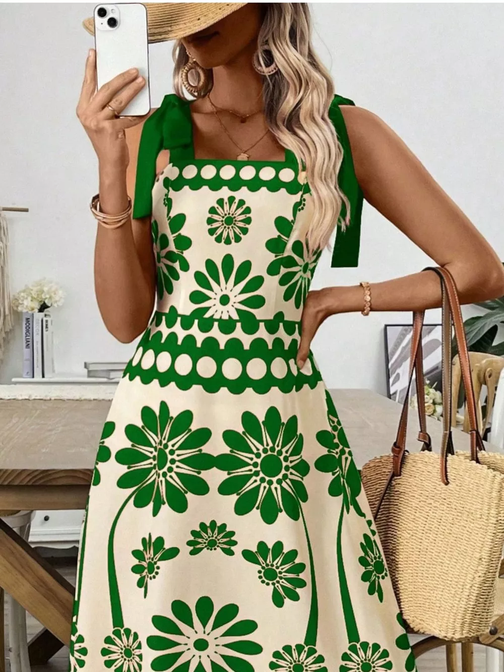 Floral Print Tie-Shoulder Midi Dress, image 10