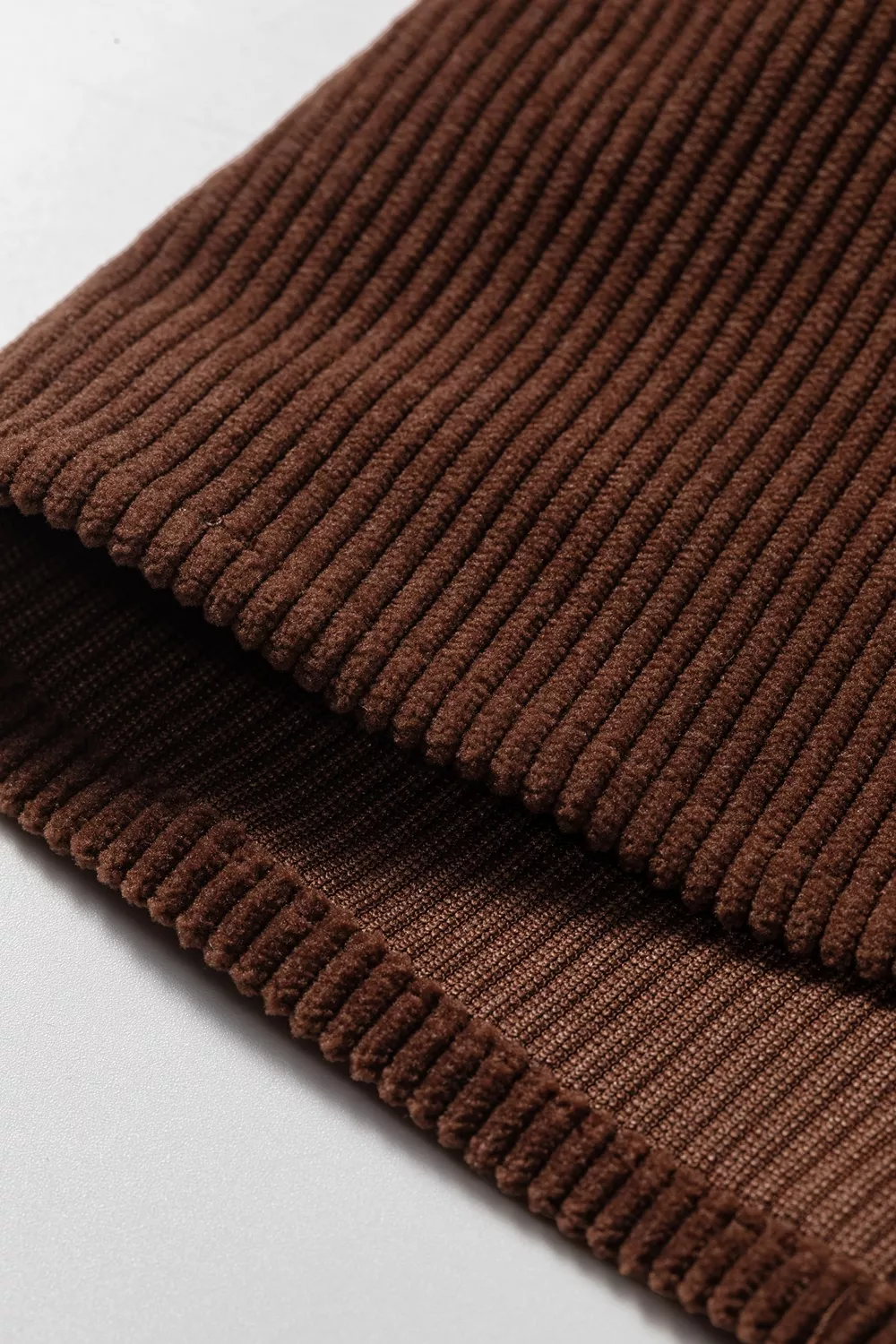 Solid Color Ruffle Trim V Neck Long Sleeve Button Corduroy Shakcet, image 11