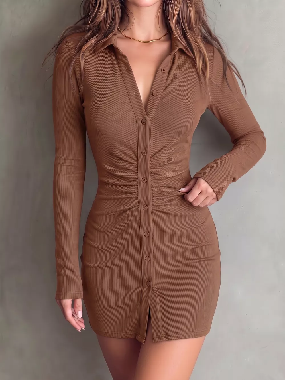 Button-Down Bodycon Mini Dress, image 13