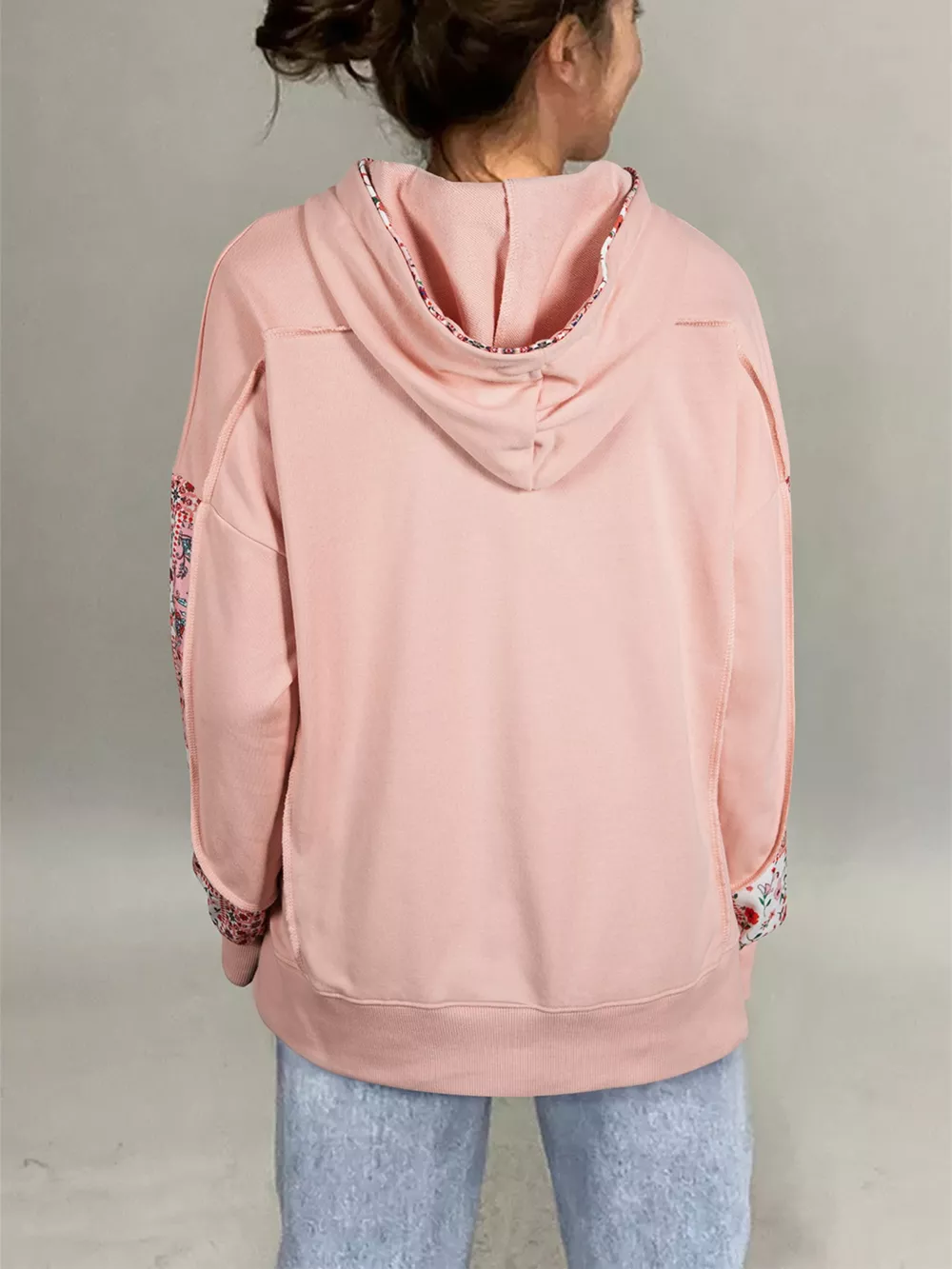Floral Print Drawstring Long Sleeve Hoodie, image 5