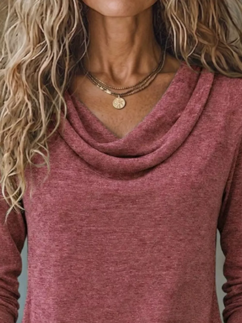 Cowl Neck Long Sleeve T-Shirt, image 8