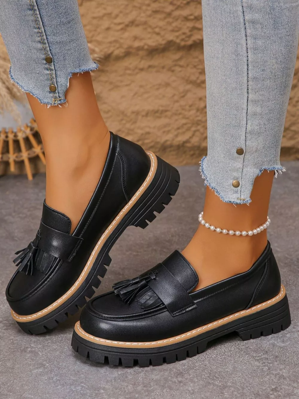 Tassel Round Toe Platform Loafers, image 2