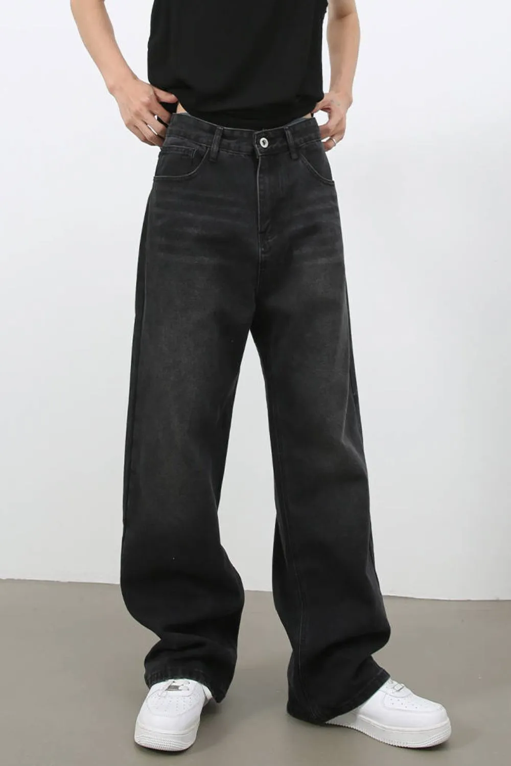Men's Wide Leg Jeans with Pockets, image 4