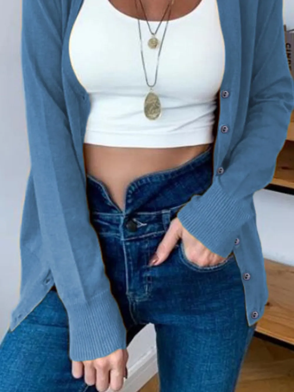 Button-Up Long Sleeve Cardigan, image 26