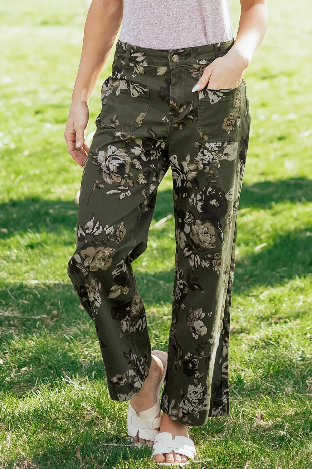 Vintage Style Floral Print High Waist Wide Leg Jeans, image 3