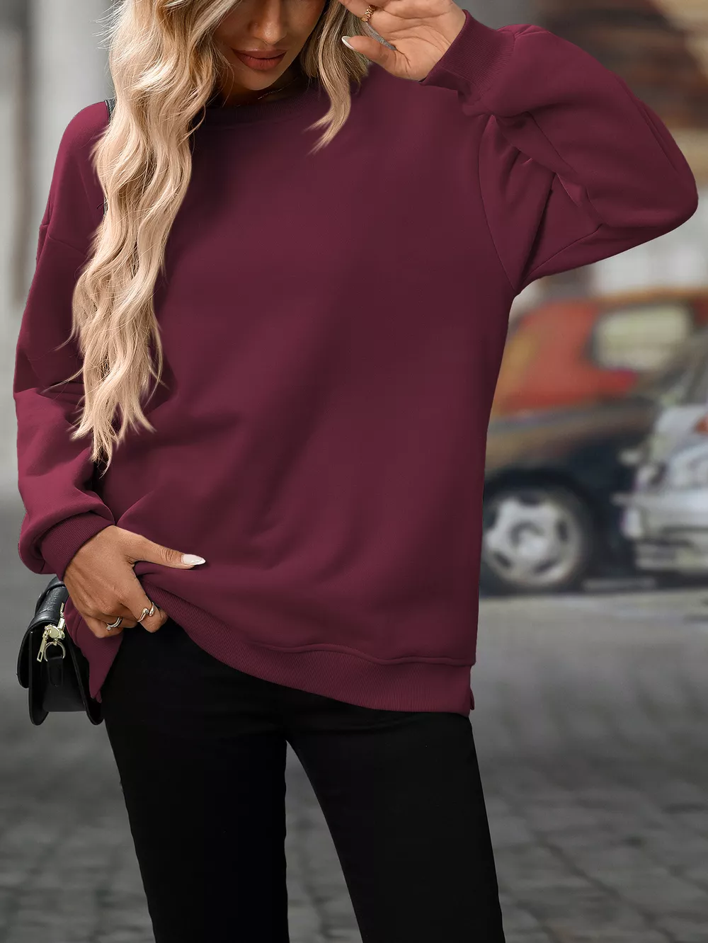 Casual Solid Color Long Sleeve Sweatshirt, image 13