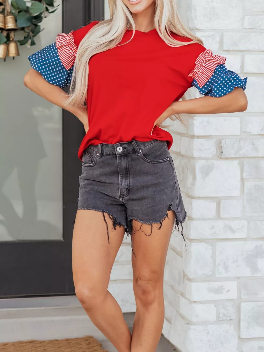 Patriotic Short Sleeve Round Neck Top, image 4