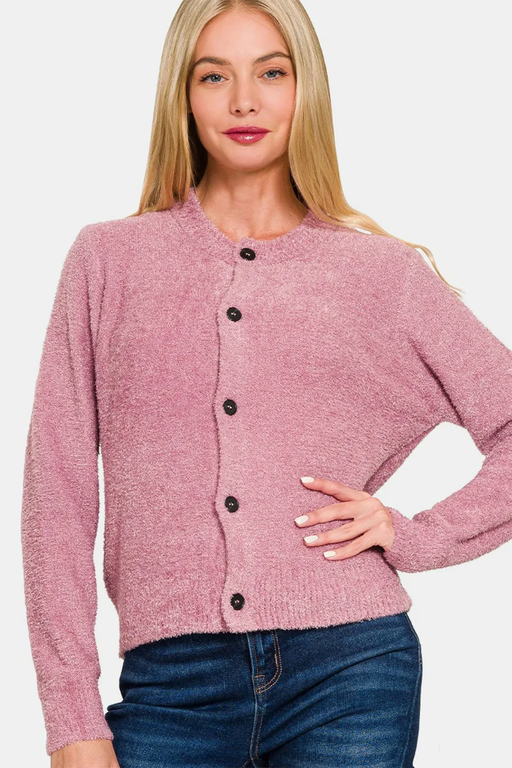 Button Down Long Sleeve Sweater Cardigan, image 3