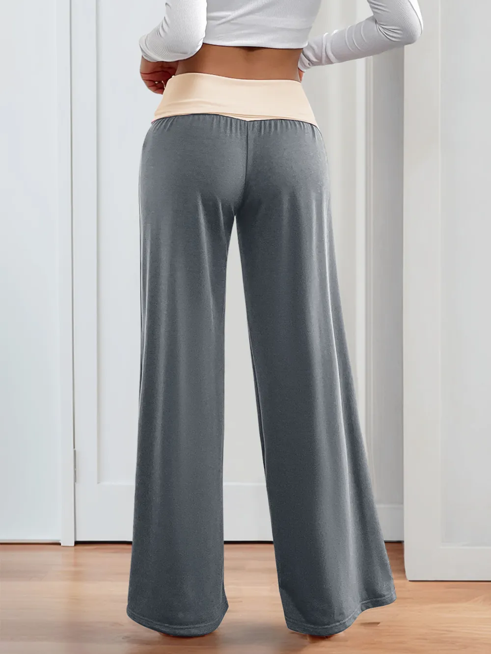 Contrast Waistband Wide Leg Pants, image 20