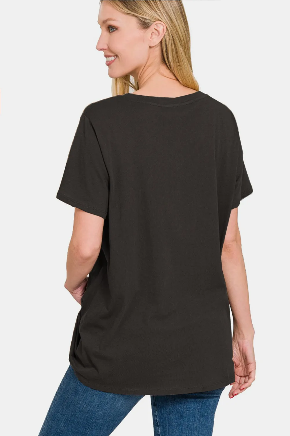 Full Size V-Neck Short Sleeve T-Shirt, image 2