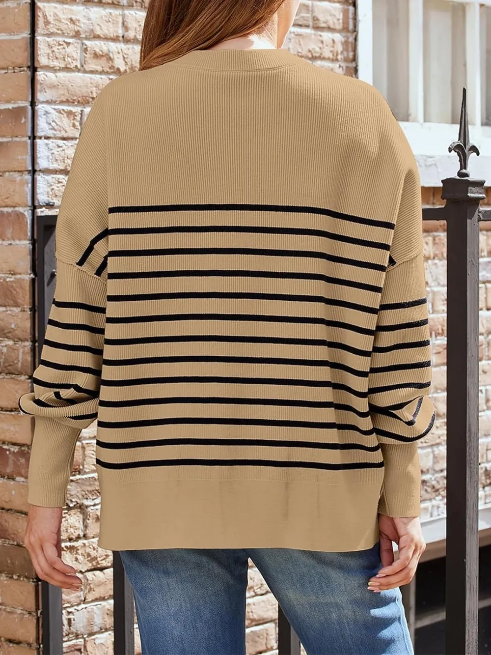 Striped Round Neck Long Sleeve Sweatshirt, image 14