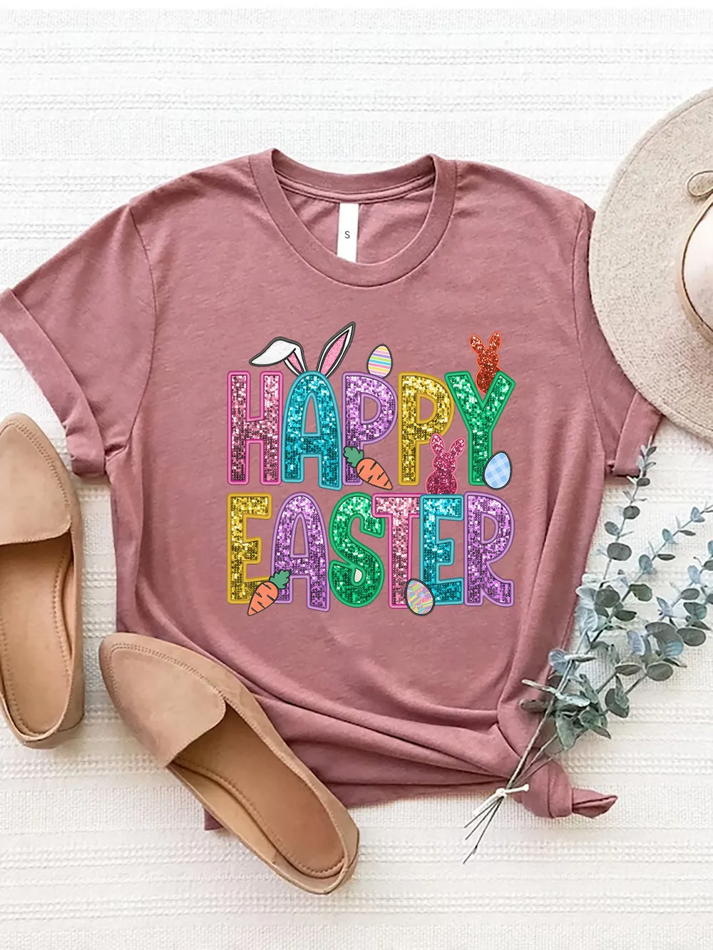 HAPPY EASTER Round Neck Short Sleeve T-Shirt, image 13