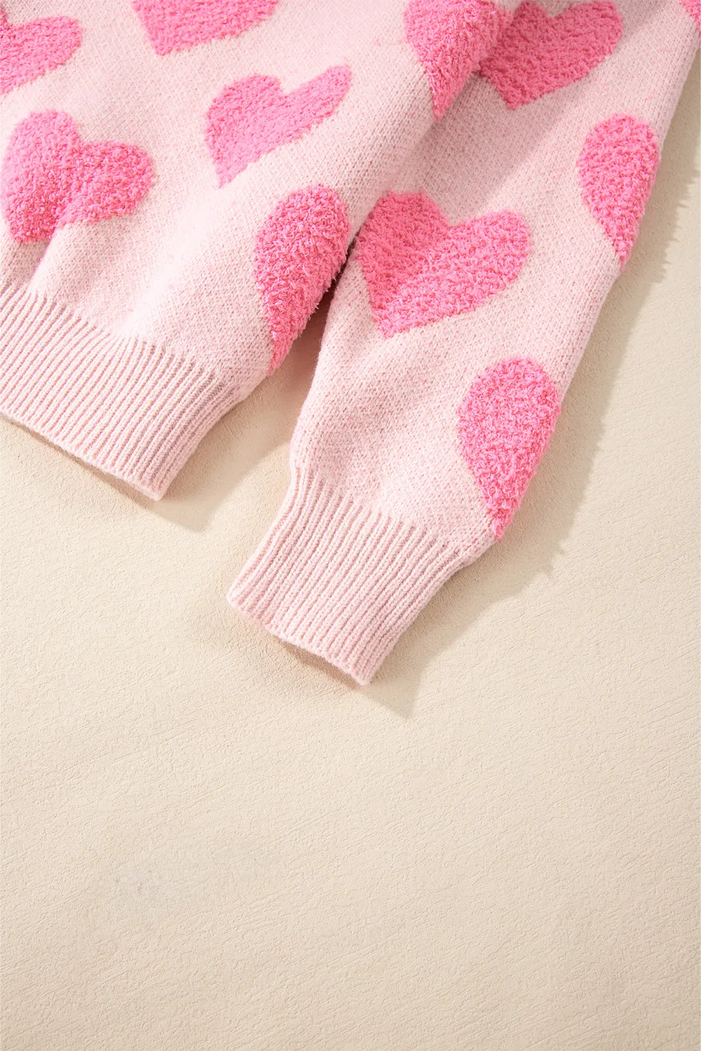 Valentine's Day Heart Jacquard Round Neck Sweater, image 9