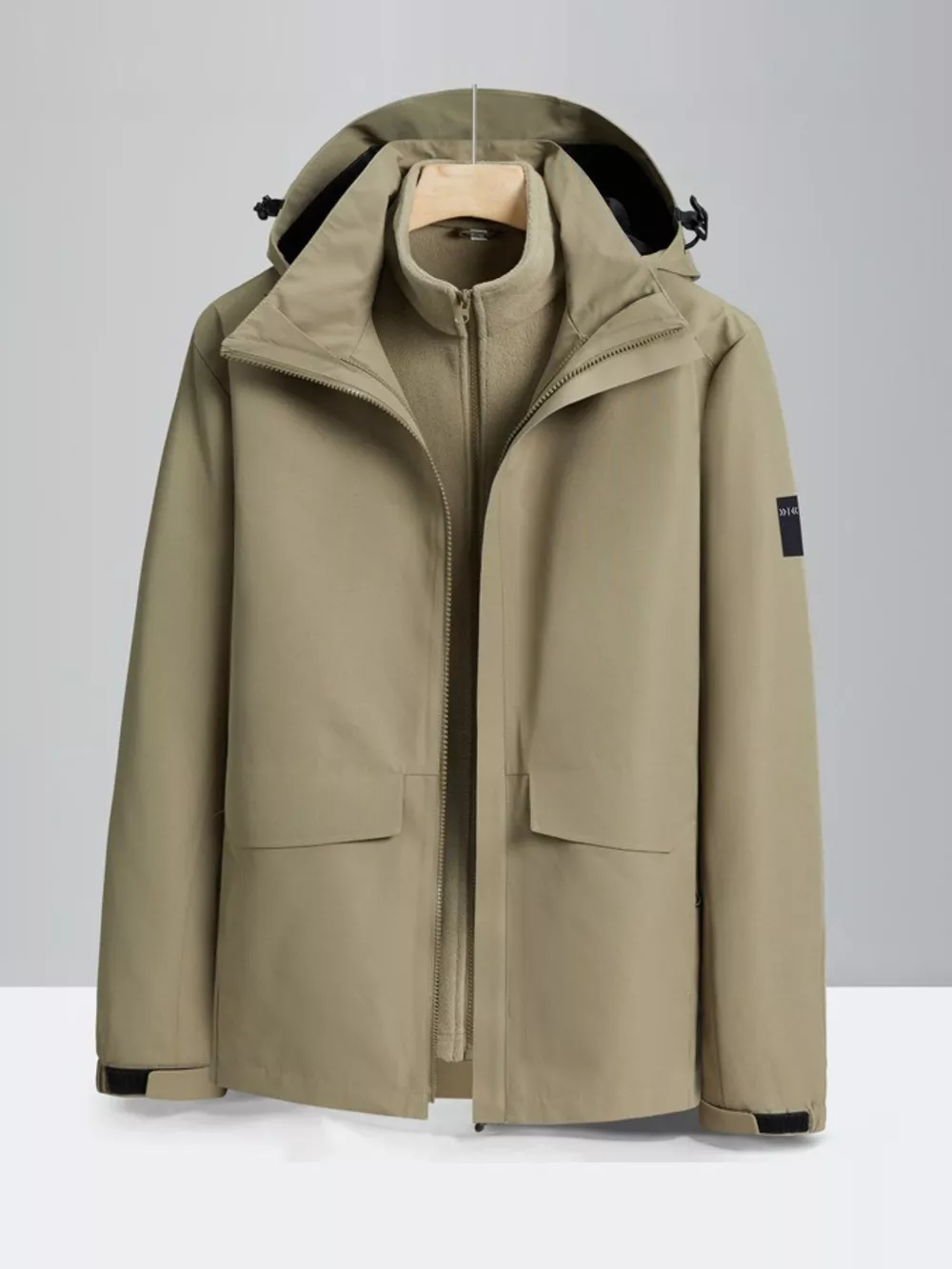 Men's Plus Size Zip Up Waterproof Hooded Jacket