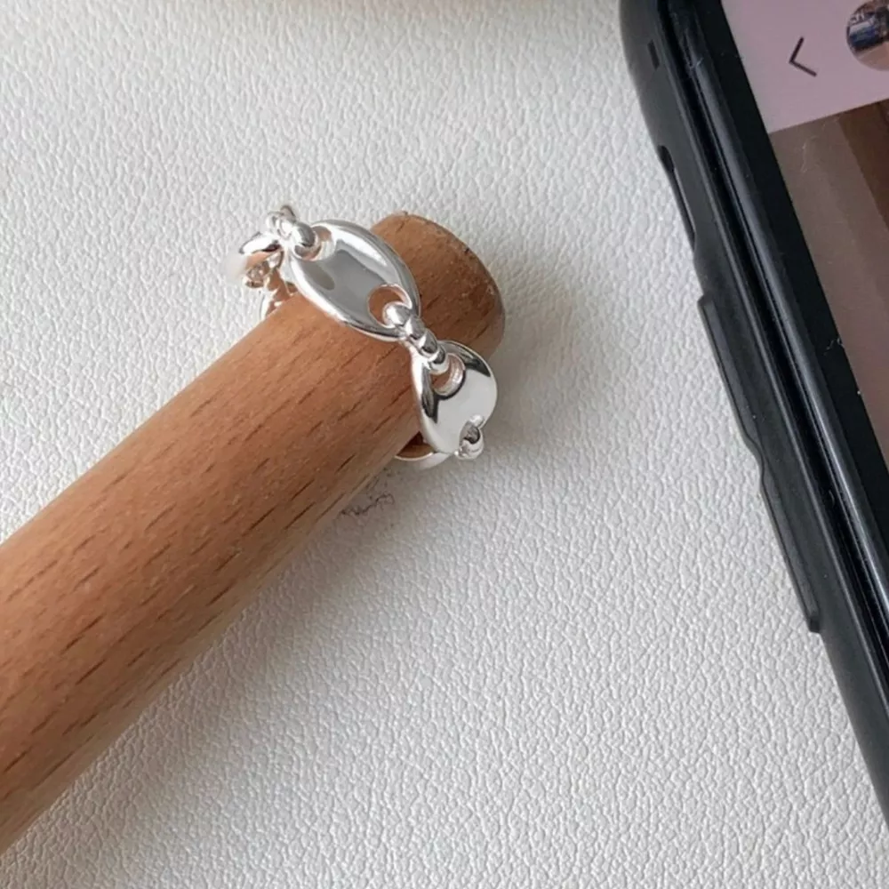 925 Sterling Silver Pig's Snout Ring, image 6