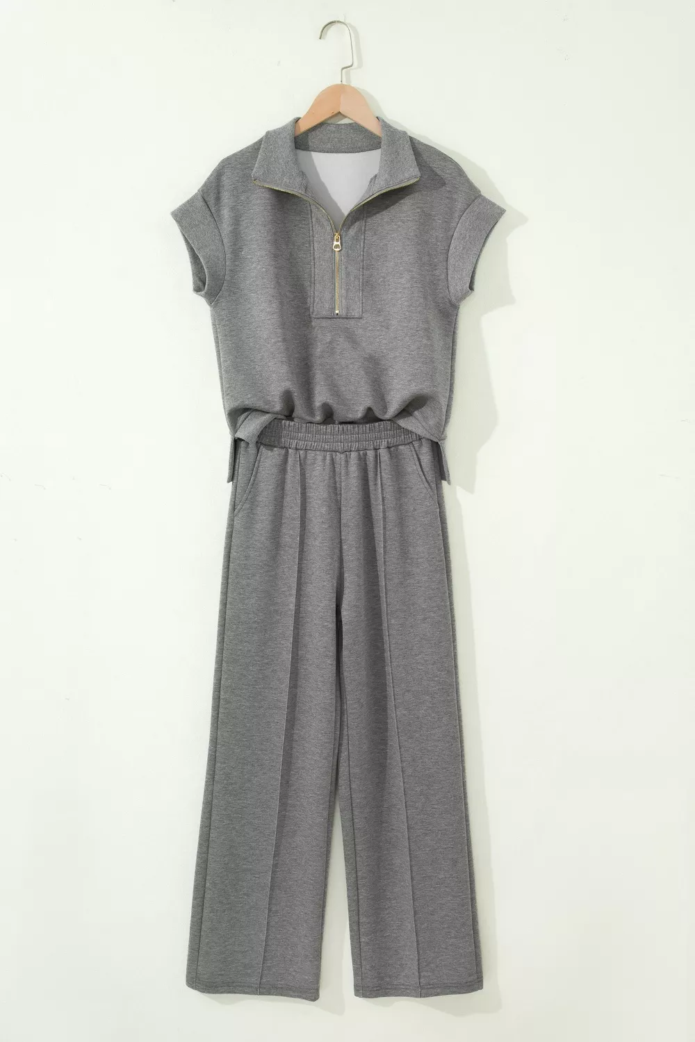 Half Zip Polo Tee Casual Pant Set, image 4
