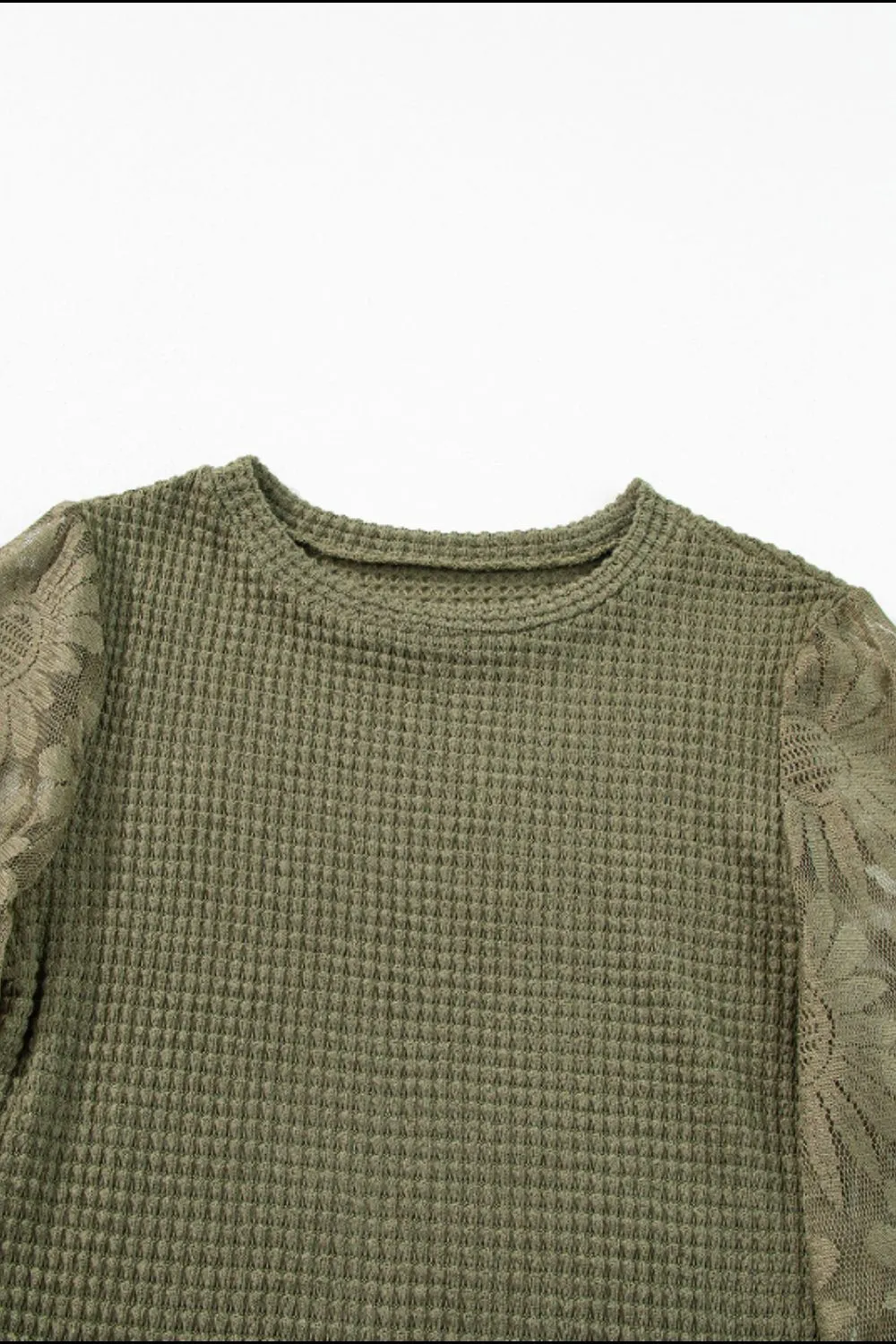 Mock Neck Lace Long Sleeve Top, image 7