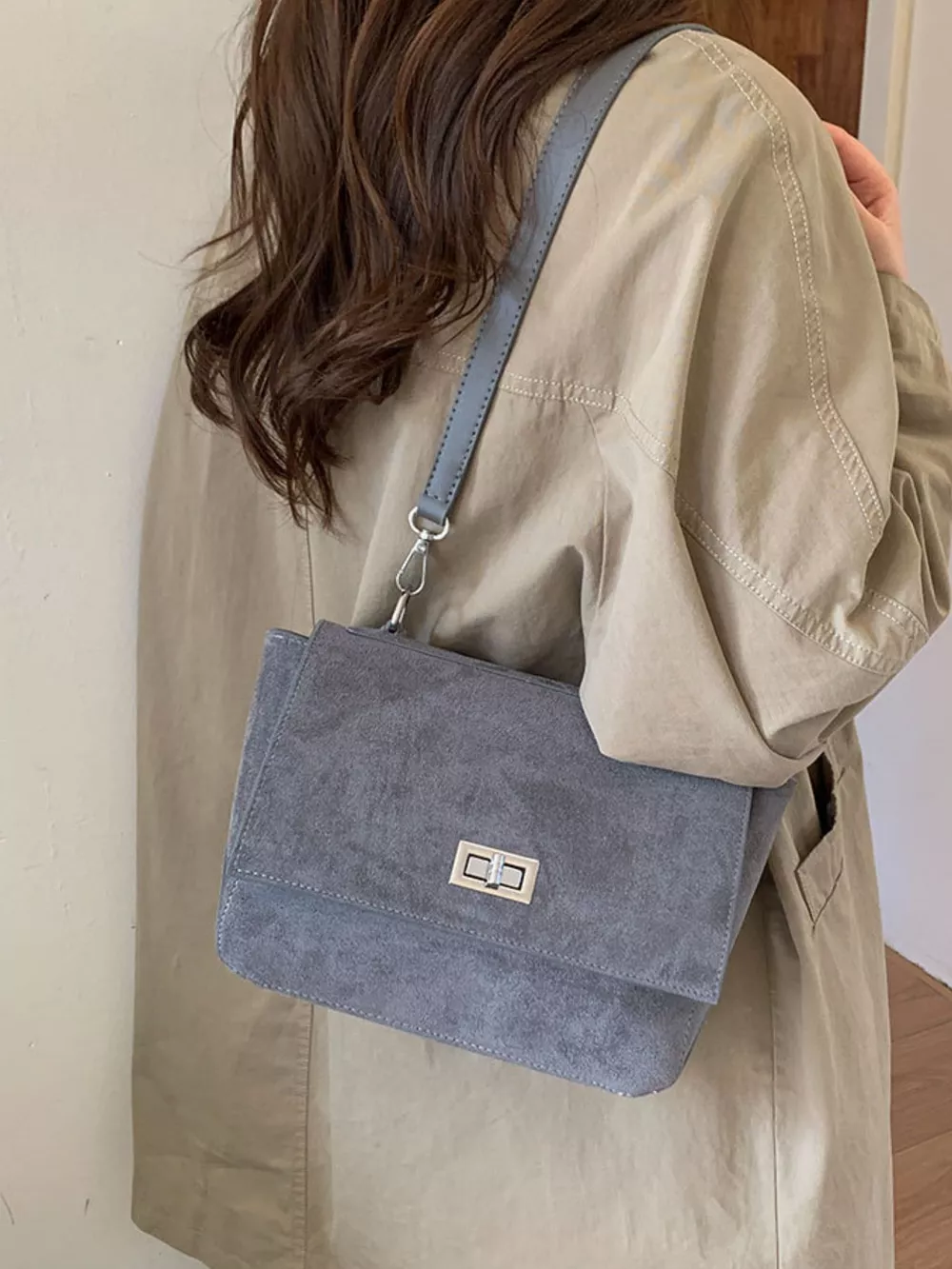 Suede Flap Crossbody Bag, image 8