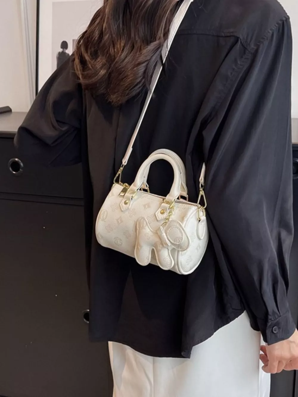 Barrel Crossbody Bag with Charm, image 8