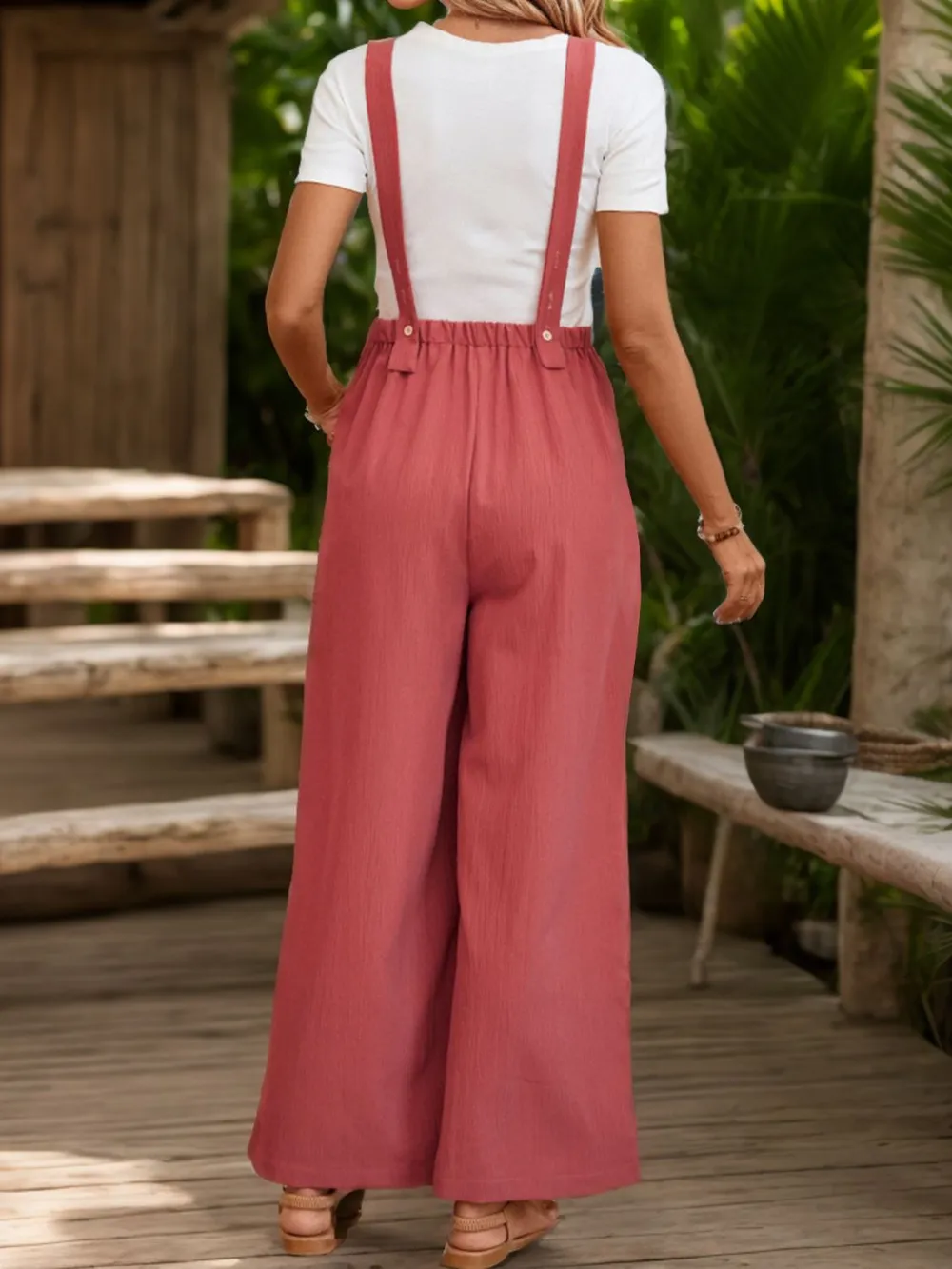Square Neck Wide Strap Overalls, image 3