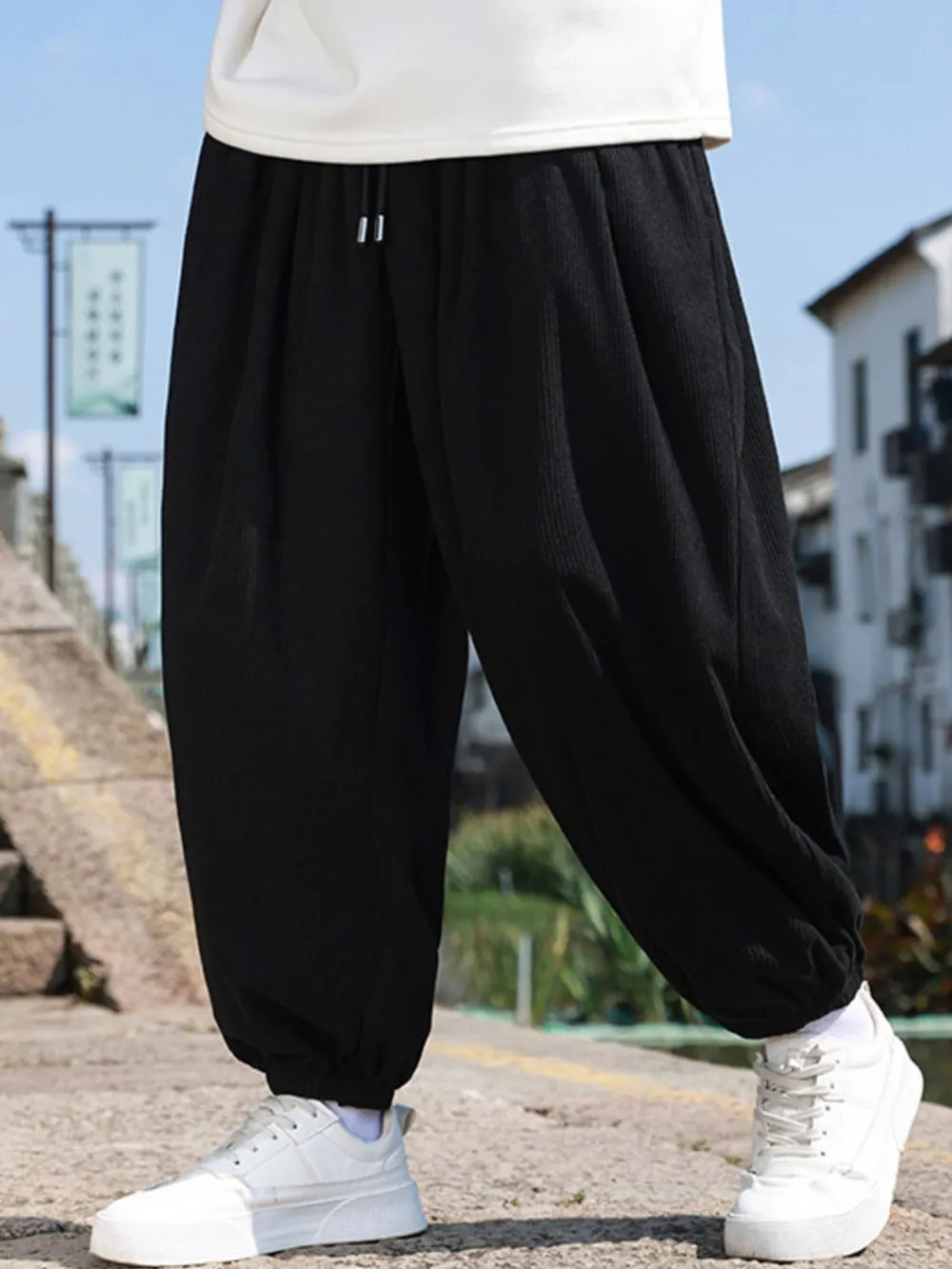 Men's Plus Size Drawstring Corduroy Joggers