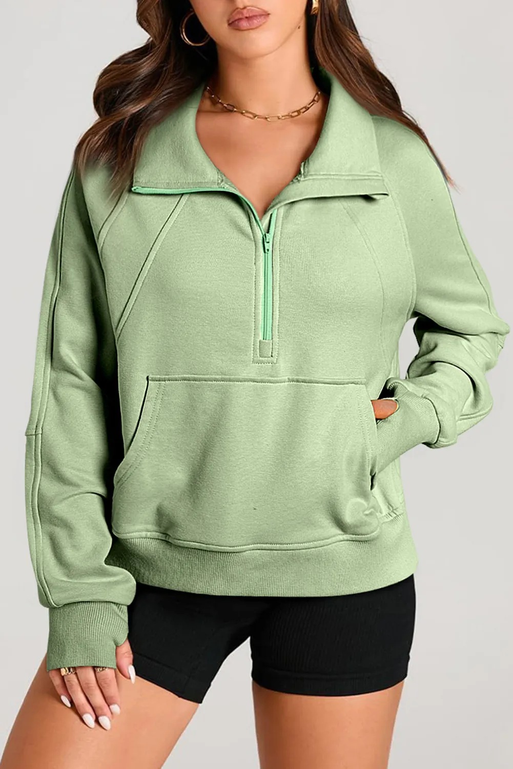 Half Zip Long Sleeve Sweatshirt, image 18
