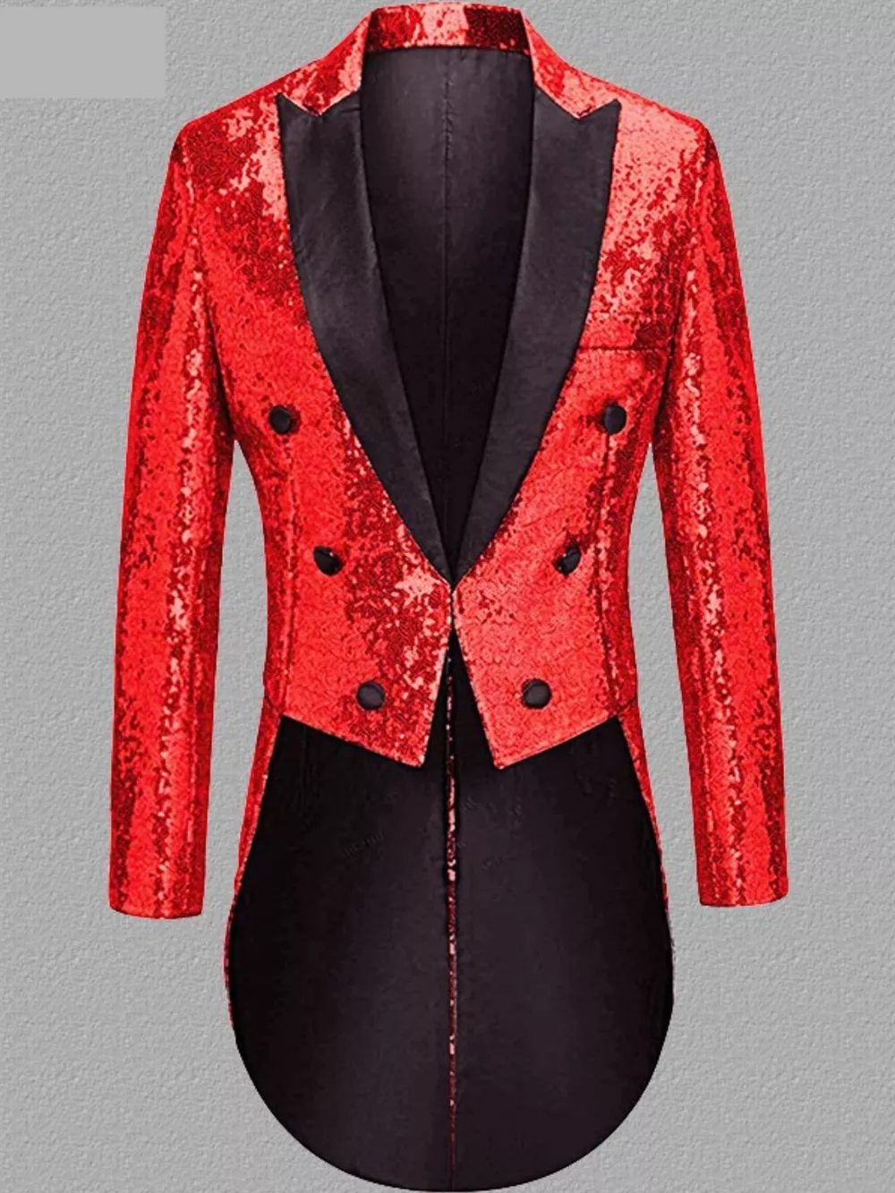 Men's Long Sleeve Sequin Tailcoat Blazer, image 7