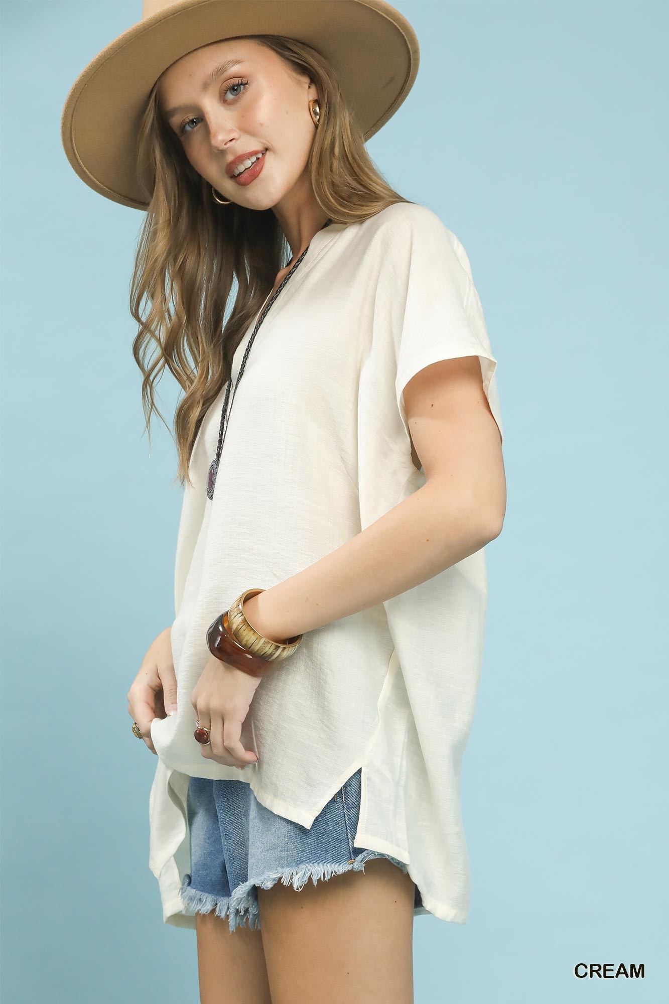 Flowy V-Neck Short Sleeve Blouse, image 3