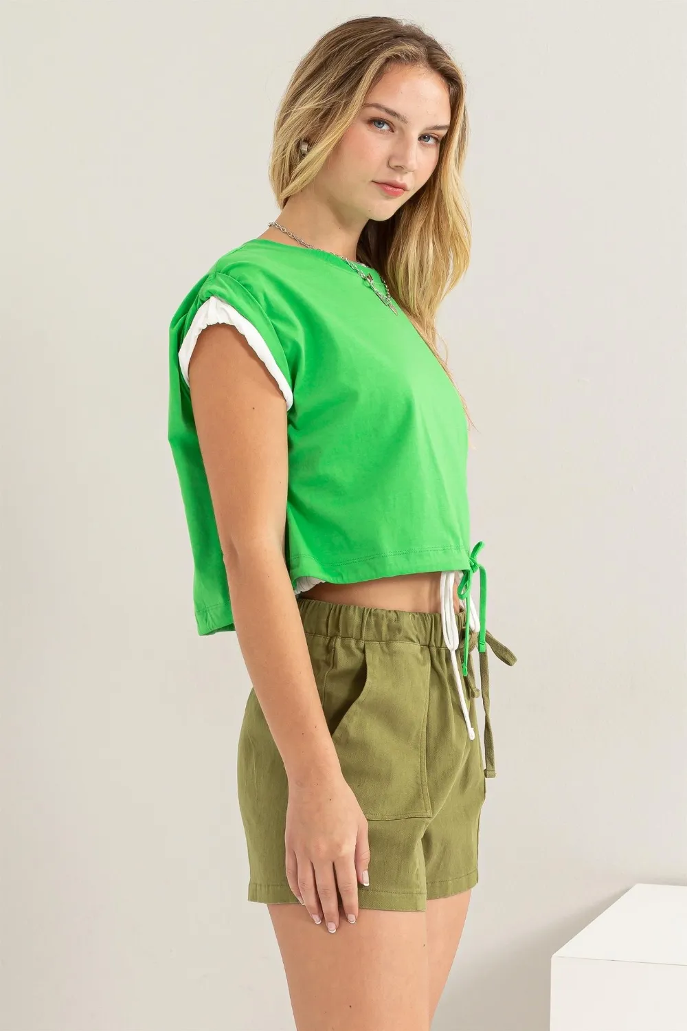 Drawstring Hem Crop Top, image 3