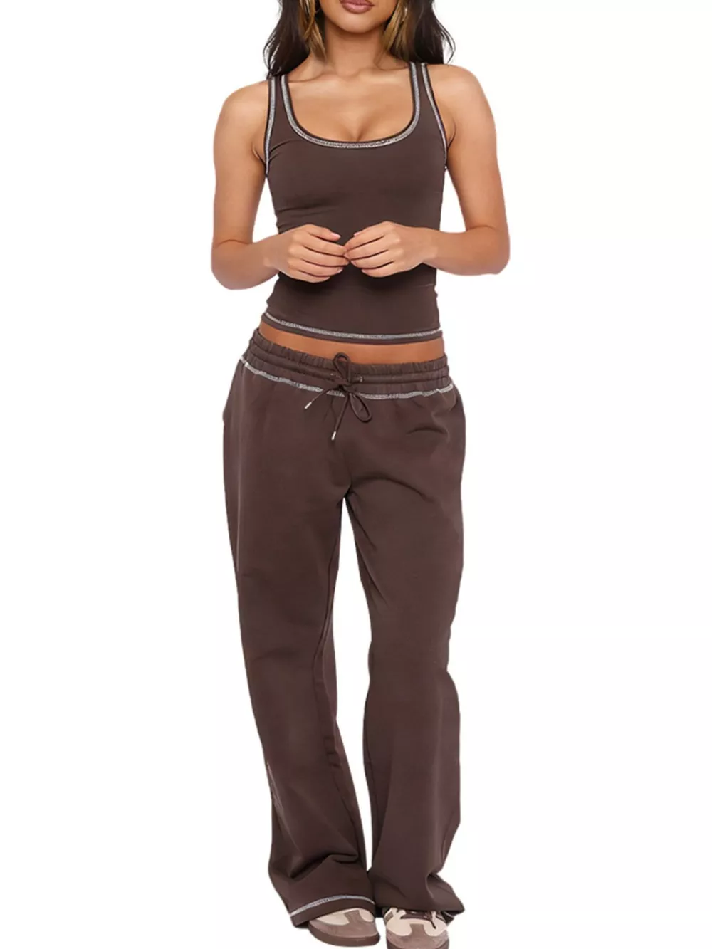Scoop Neck Tank Top and Drawstring Pants Set, image 15