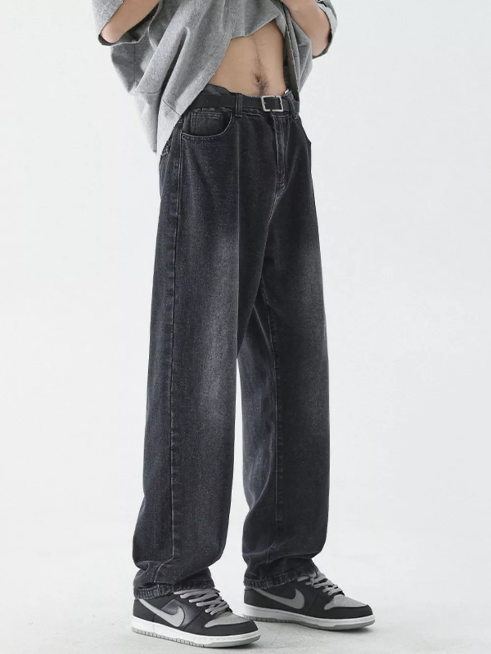 Men's Full Size Vintage Wash Wide Leg Jeans Plus Size